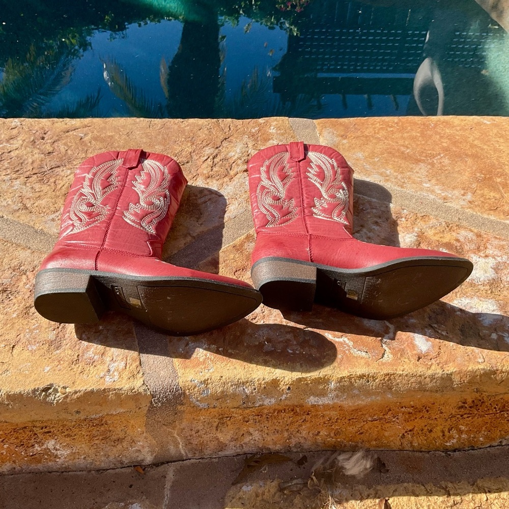 Vici Red Embroidered Heeled Boots - image 3